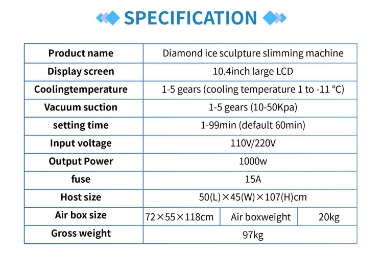 360° coolsculpting cryolipolysis slimming machine specification