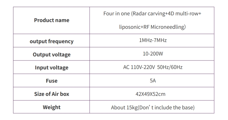 hifu machine specification