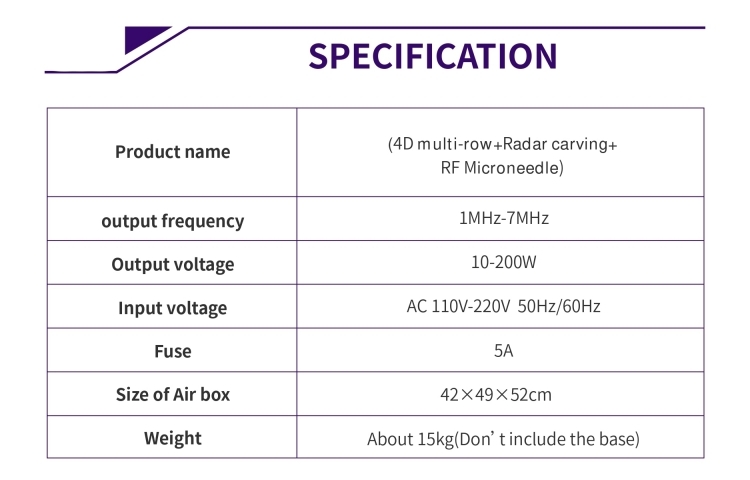 4d hifu machine parameter