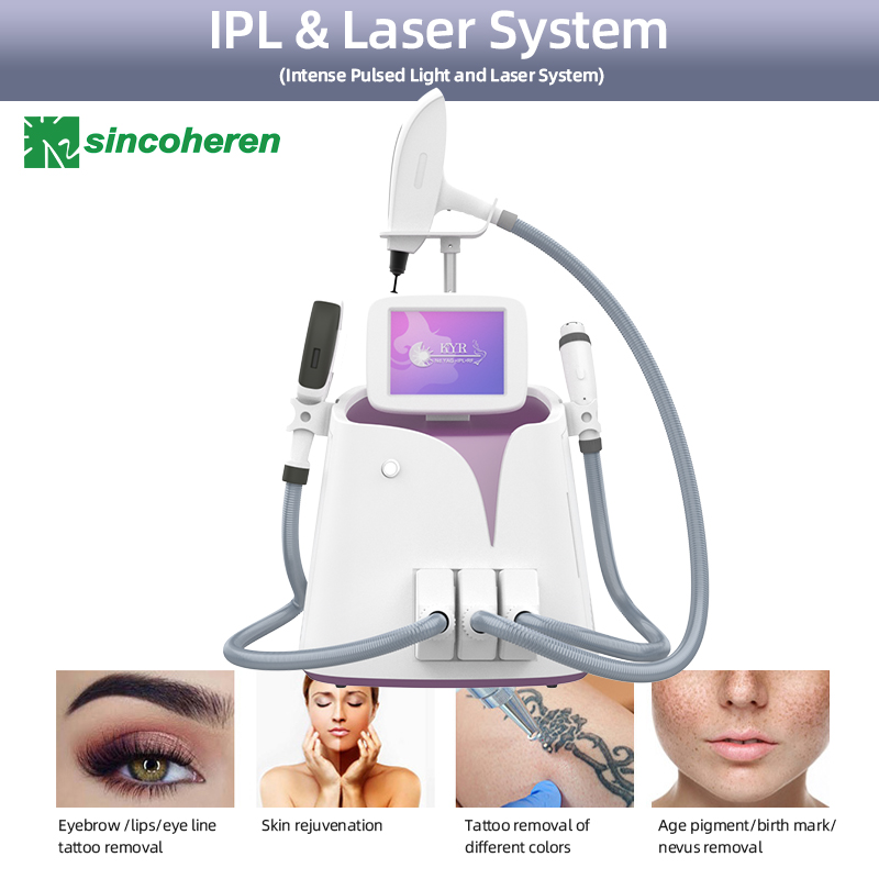 IPL & Nd Yag Laser & RF 3 In 1 Skin Rejuveantion Hair Tattoo Removal Machine